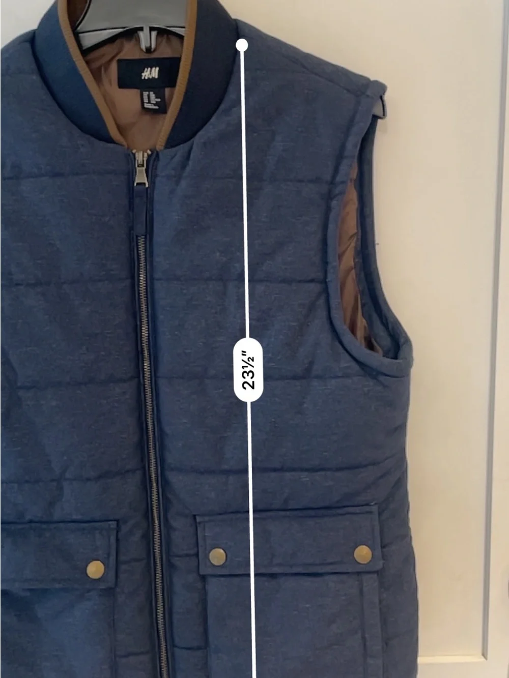 H&M Men’s Quilted Navy/Caramel Puffer Vest Size 38R(medium)
